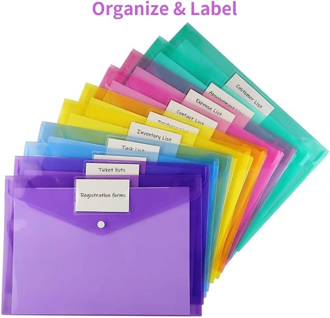 Sooez 48 Pack Folders Plastic Envelopes, Letter A4 Size Poly File Envelopes - Image 3