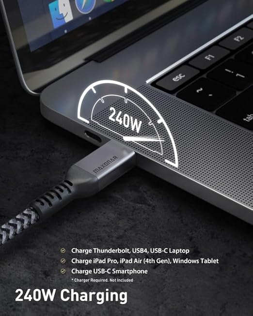 Maxonar [3.3Ft] Thunderbolt 4 Cable, 240W Thunderbolt Cable 40Gbps Sync 8K/5K@60Hz Display and for Thunderbolt 4, Thunderbolt 3, USB4, and USB-C Devices-DeskLoop Office