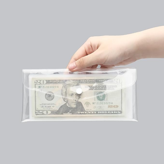 Mogoostry Cash Envelopes Wallet Clear PVC Money Holder - Image 3