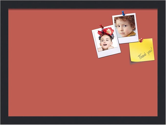 PinPix 18x13 Inch Cork Bulletin Board. This Decorative Framed Pin Board Comes with Crimson Pastel Design and a Satin Black Frame. Ideal for Home Office Decor or Message Board (PinPix-1807)-DeskLoop Office