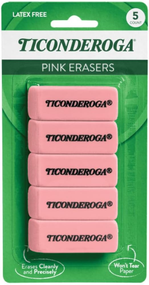 Ticonderoga Wedge Erasers, 12 Packs, 60 Erasers Total - Image 3