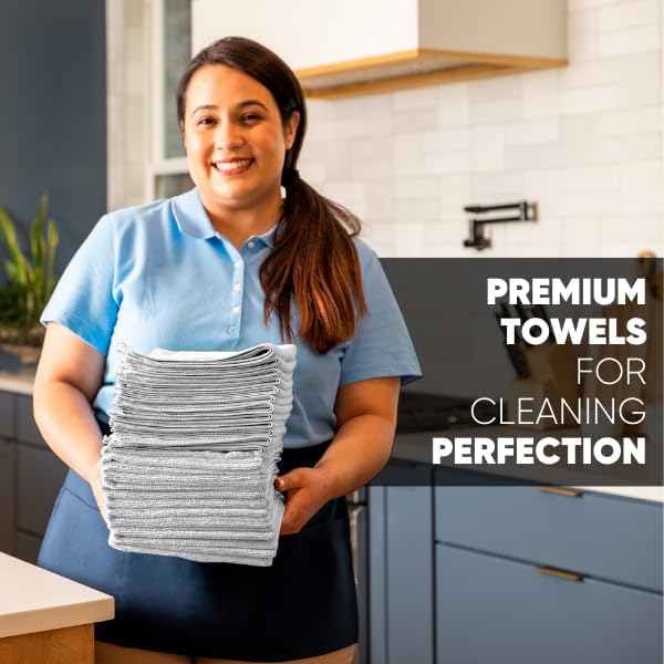 12" x 12" MW Pro Multi-Surface Microfiber Cleaning Cloths | White - 12 Pack | Premium Microfiber Towels for Cleaning Glass, Kitchens, Bathrooms, Automotive, Supplies & Products-DeskLoop Office