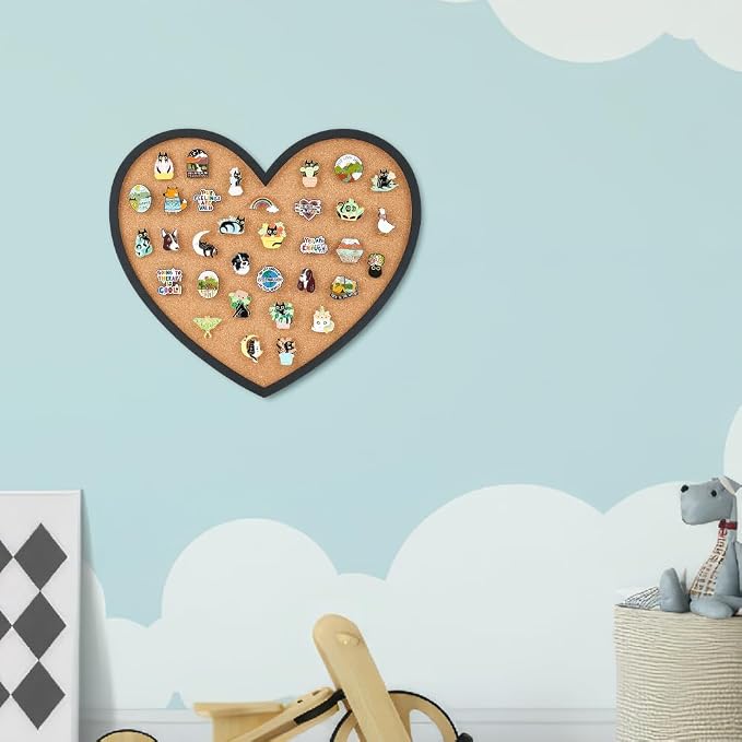 BENECREAT Pin Board Heart Cork Board Bulletin Display Board, 0.6inch Thick Wall - Image 6