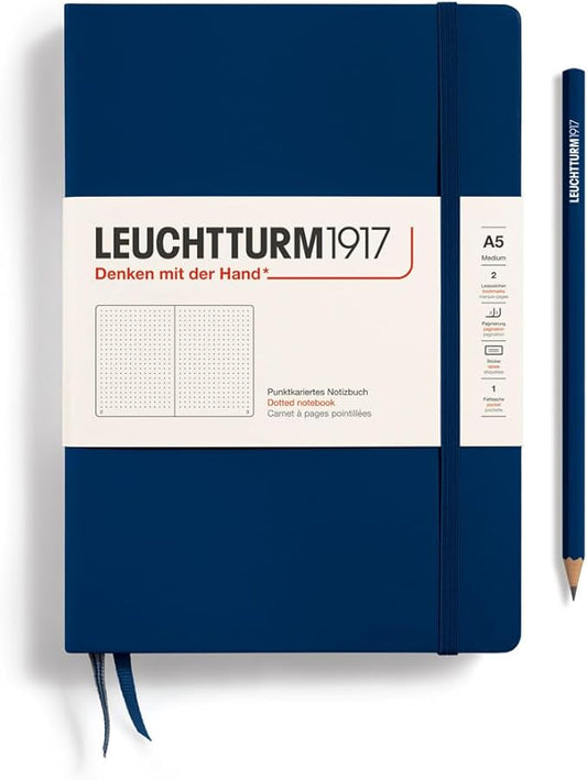 LEUCHTTURM1917 - Notebook Hardcover Medium A5-251 Numbered Pages for Writing and Journaling (Navy, Dotted)-DeskLoop Office