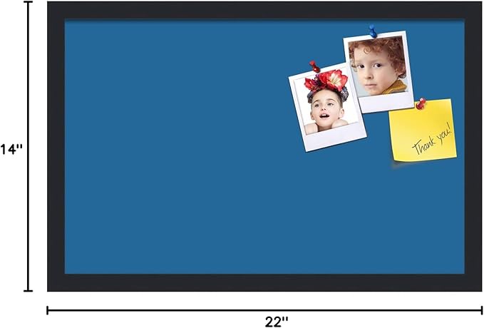 PinPix 22x14 Inch Cork Bulletin Board. This Decorative Framed Pin Board Comes with Navy Pastel Design and a Satin Black Frame. Ideal for Home Office Decor or Message Board (PinPix-1811)-DeskLoop Office