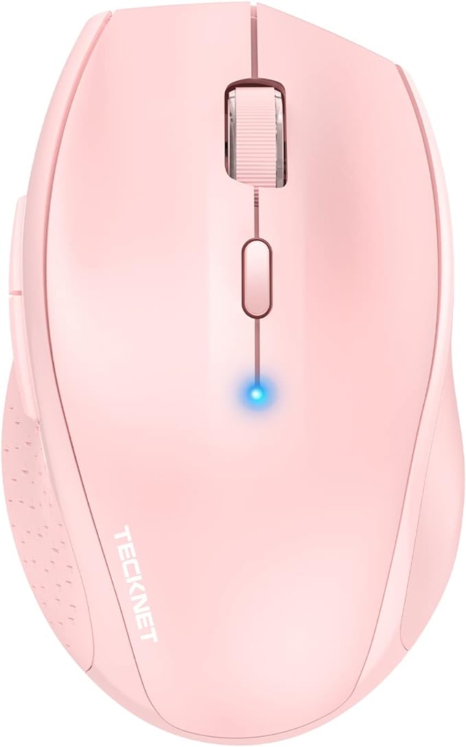 TECKNET Bluetooth Mouse, 4800 DPI Wireless Mouse, 2-Year Battery 6 Adjustable DPI, 6 Buttons Compatible with Laptop/Windows/Computer - Pink-DeskLoop Office