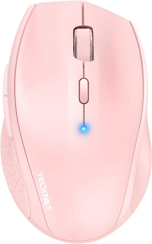TECKNET Bluetooth Mouse, 4800 DPI Wireless Mouse, 2-Year Battery 6 Adjustable DPI, 6 Buttons Compatible with Laptop/Windows/Computer - Pink-DeskLoop Office