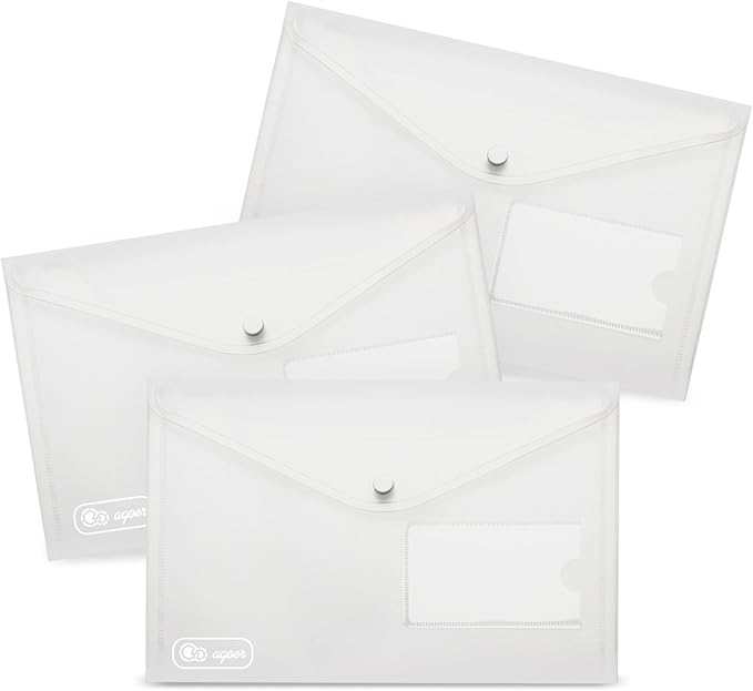 Agoer 24 Pack A5 Plastic Envelopes, Plastic Poly Envelope by Agoer