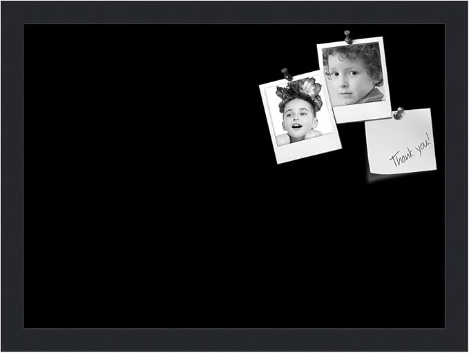 PinPix 18x13 Inch Cork Bulletin Board. This Decorative Framed Pin Board Comes with Solid Black Design and a Satin Black Frame. Ideal for Home Office Decor or Message Board (PinPix-622)-DeskLoop Office