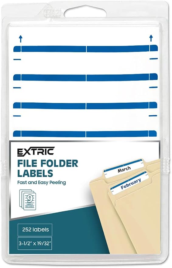 File Folder Labels 28 Sheets Light Blue File Labels a Total of 252 File Labels by EXTRIC