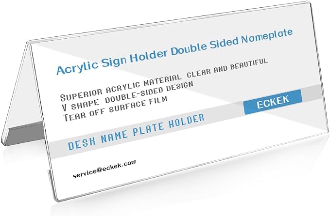 5 Pack Desk Name Plate Holder, Acrylic Sign Holder by ECKEK