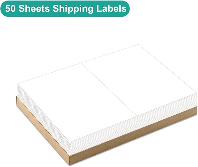 MFLABEL Half Sheet Label Laser/Ink Jet Shipping Label 8.5 x 11 Inches Packaging Labels, Address Labels for Laser & Inkjet Printers, 600 Count(300 Sheets)-DeskLoop Office