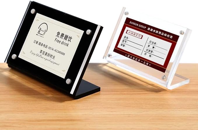 2 Pack Acrylic Label Holder Price Tag Displays Sign Holder Horizontal Slanted - Image 6