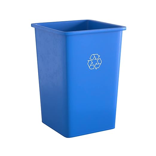 35 Gallon Blue Square Commercial Trash Can-DeskLoop Office