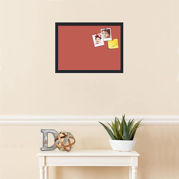 PinPix 21x15 Inch Cork Bulletin Board. This Decorative Framed Pin Board Comes with Crimson Pastel Design and a Satin Black Frame. Ideal for Home Office Decor or Message Board (PinPix-1807)-DeskLoop Office