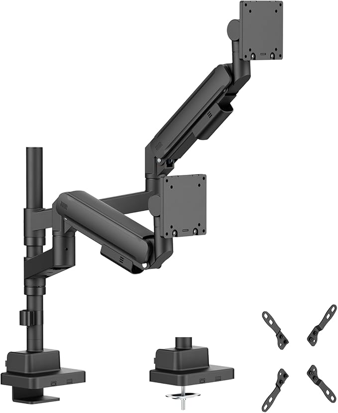 Dual Monitor Arm for 17-57 Inch Ultrawide Screens – Heavy Duty Monitor Arm Desk Mount – VESA Mount with Clamp and Grommet Base – Holds Up to 59.4 lbs. Each-DeskLoop Office