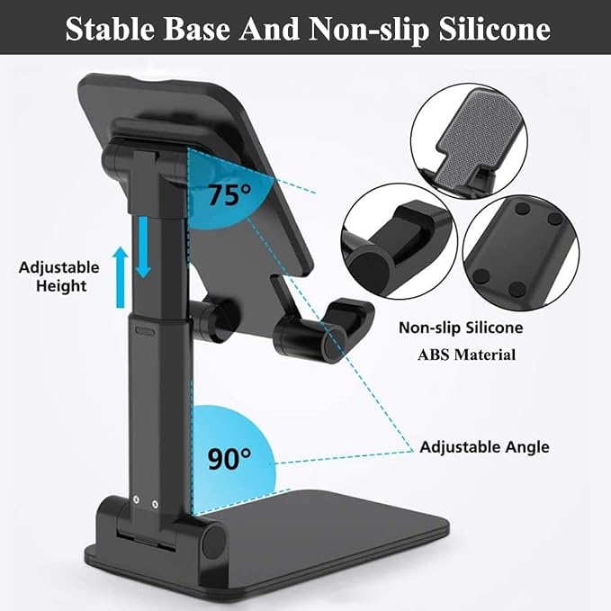Meetuo 2 Pcs Cell Phone Stand for Desk, Adjustable & Foldable Phone Holder | - Image 4