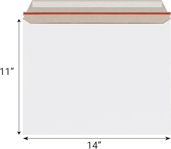 zmybcpack 50 Pack 11x14 inch White Rigid Mailer, Self Seal Photo Document - Image 2
