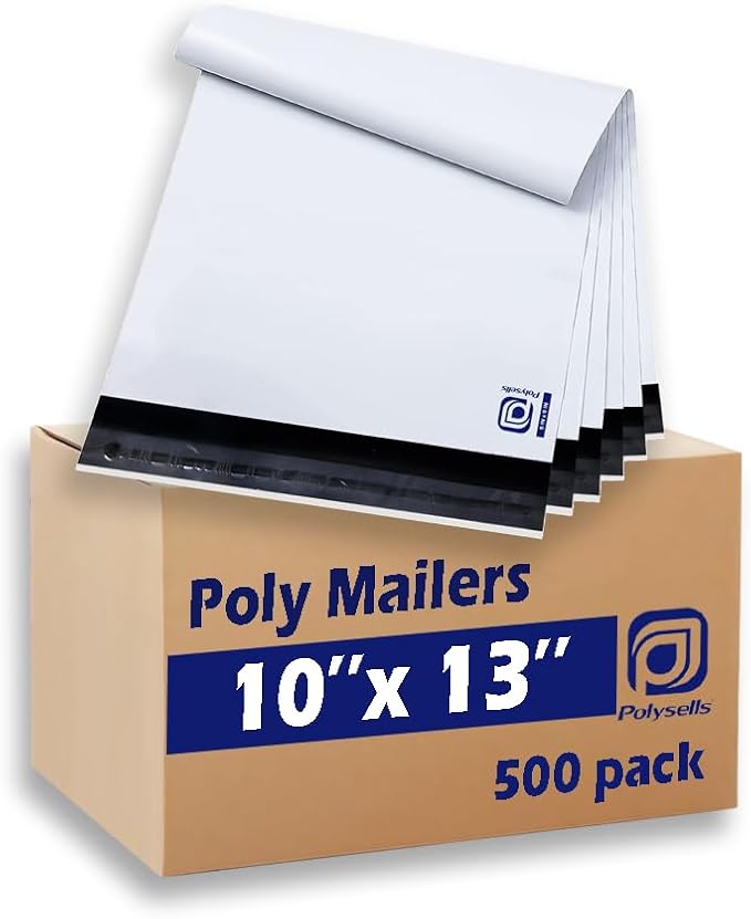 POLYSELLS 500 Pack 10x13 Inch Poly Mailers Shipping Envelopes, Strong Adhesive by POLYSELLS