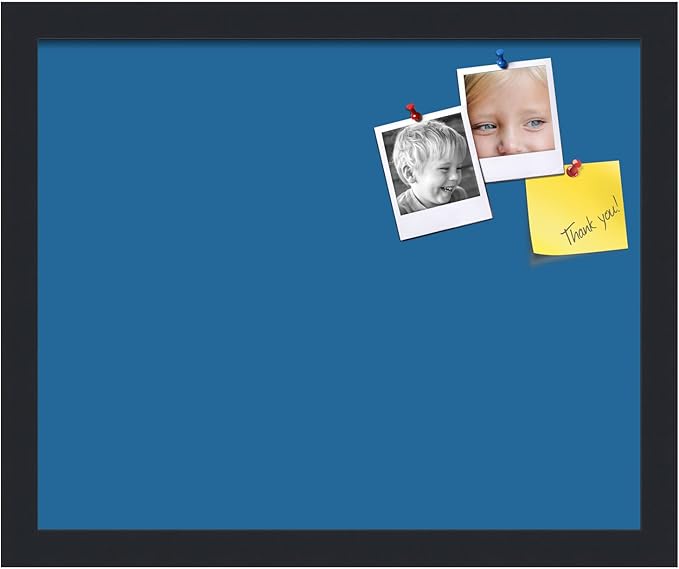 PinPix 16x13 Inch Cork Bulletin Board. This Decorative Framed Pin Board Comes with Navy Pastel Design and a Satin Black Frame. Ideal for Home Office Decor or Message Board (PinPix-1811)-DeskLoop Office