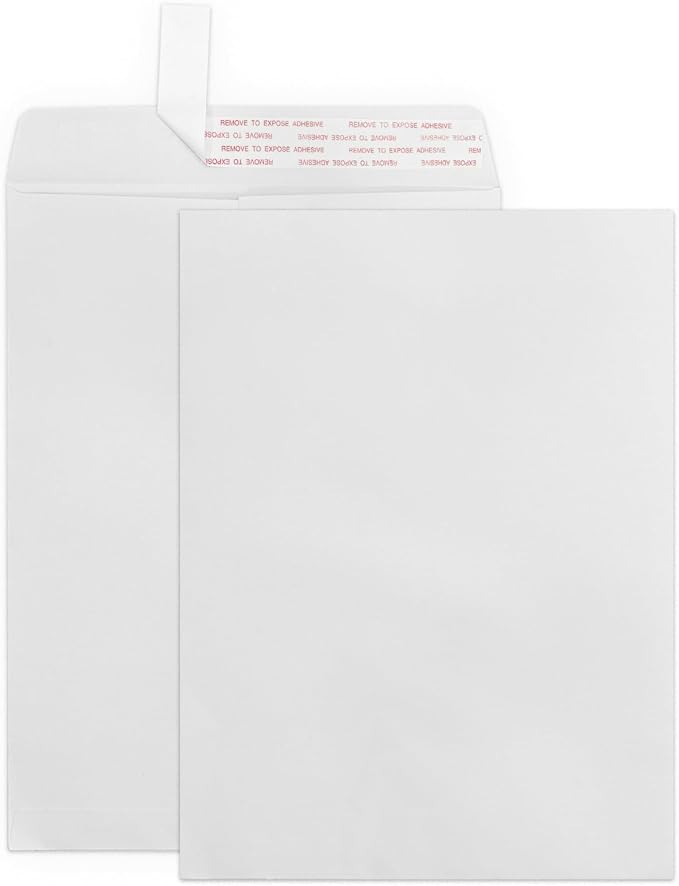 Geofun 9x12 Manilla Envelopes Self Seal 25 Pack, Large White Mailing Envelopes by Goefun