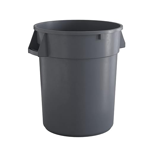 32 Gallon Gray Round Commercial Trash Can-DeskLoop Office