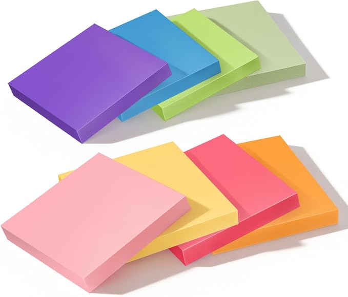 3x3 Inch 8 Pack Self-Stick Sticky Notes, 480 Total Sheets, Colorful Memo Pads by Xnluothsk