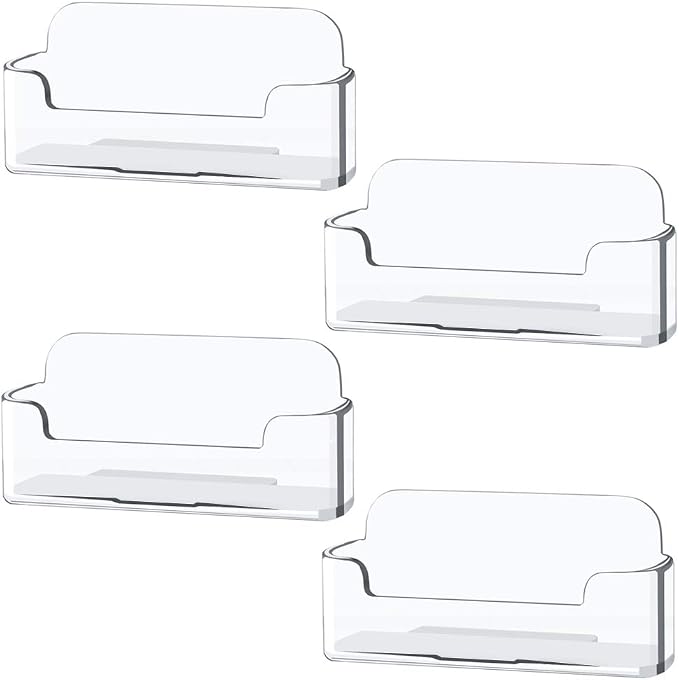 Qizpcer 4 Pack Clear Plastic Business Card Holder, Acrylic Business Card Display by Qizpcer