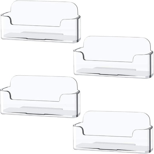 Qizpcer 4 Pack Clear Plastic Business Card Holder, Acrylic Business Card Display by Qizpcer
