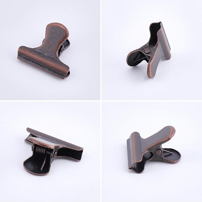 CRASPIRE 12Pcs Metal Food Bag Hinge Clips 1 Inch Small Vintage Binder Clips Red - Image 7