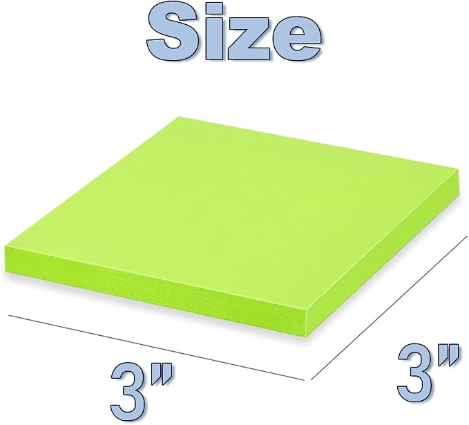 Sticky Notes 3x3 in, Bright Colors Notepads, Colorful Stickies, Super Sticking - Image 3
