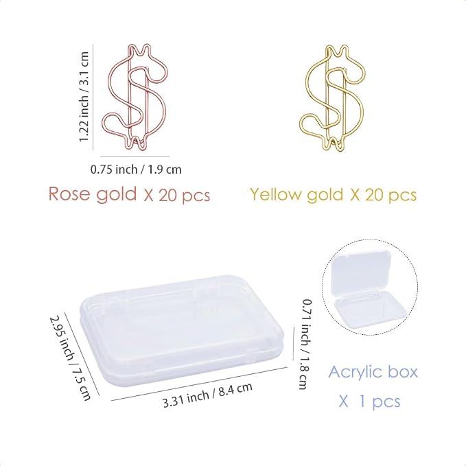 OWLFAVO 40pcs Dollar Shape Paper Clips - Image 2