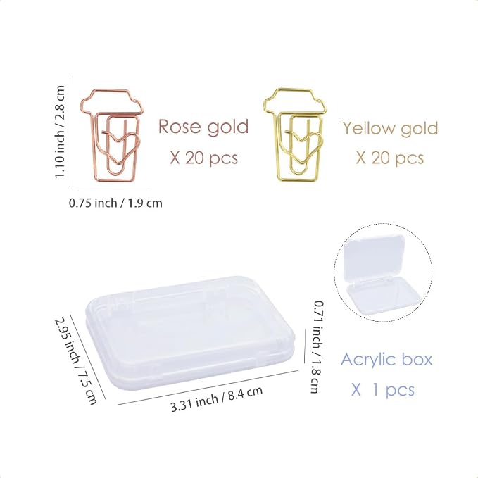 OWLFAVO 40pcs Coffee Cup Shape Paper Clips - Image 2