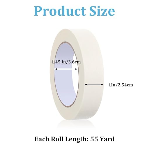 HOFURME 12 Rolls Masking Tape Bulk 1 Inch White Beige Masking Tapes - Image 2