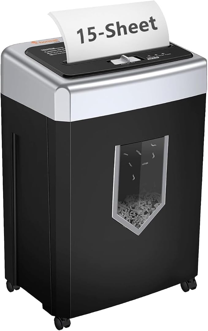 Bonsaii 15-Sheet Cross-Cut Paper Shredder, Heavy-Duty Office Use, 35-Min by bonsaii