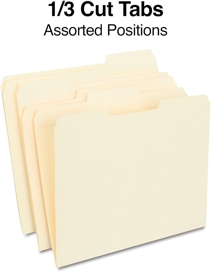 Staples 30% Recycled Reinforced File Folders, Letter Size, 1/3‑Cut Tabs - Image 3