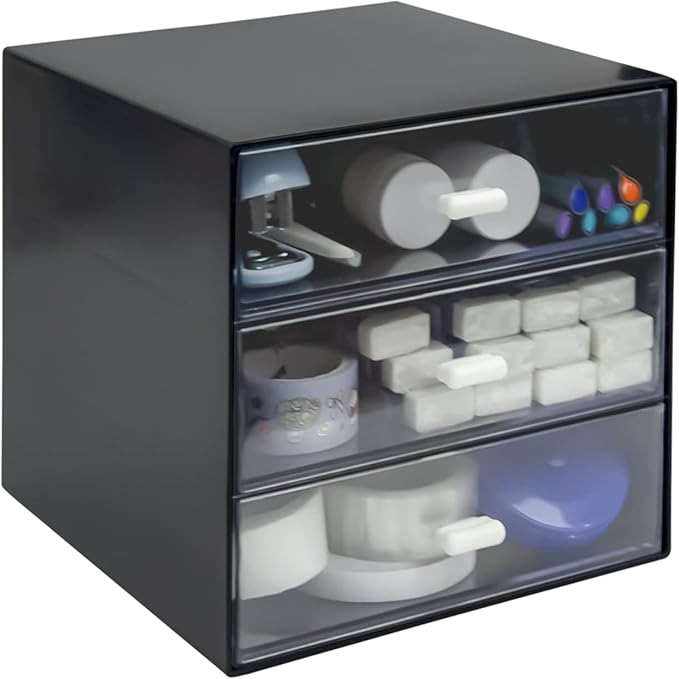 Desk Organizer with Drawer, Desk Storage Box, Plastic Office Stationery by Zuiaso