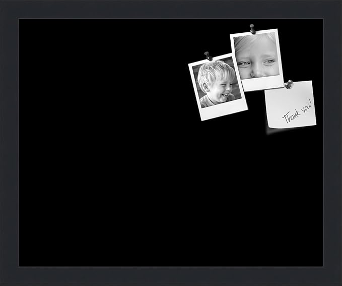 PinPix 16x13 Inch Cork Bulletin Board. This Decorative Framed Pin Board Comes with Solid Black Design and a Satin Black Frame. Ideal for Home Office Decor or Message Board (PinPix-622)-DeskLoop Office