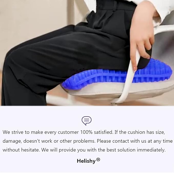 Gel Seat Cushion, Extra Large Breathable Honeycomb Gel Cushion, Absorbs Pressure Points Seat Cushion with Non-Slip Cover for Office Chair Home Cars Wheelchair (Extra Thick, Blue)-DeskLoop Office