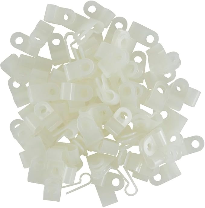 GTSE White Nylon Plastic Cable Clamps, 3/16" Screw Mounts - Image 3