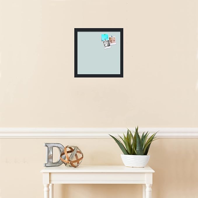 PinPix 13x13 Inch Cork Bulletin Board. This Decorative Framed Pin Board Comes with Soft Blue Design and a Satin Black Frame. Ideal for Home Office Decor or Message Board (PinPix-1814)-DeskLoop Office