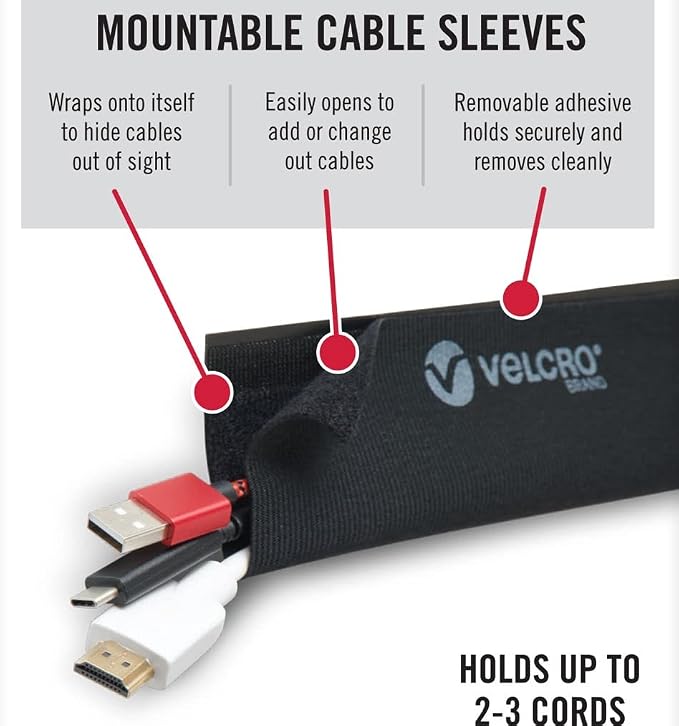 VELCRO Brand VEL-30797-USA Mountable Cable Sleeve | Cord Management Mounts on - Image 11