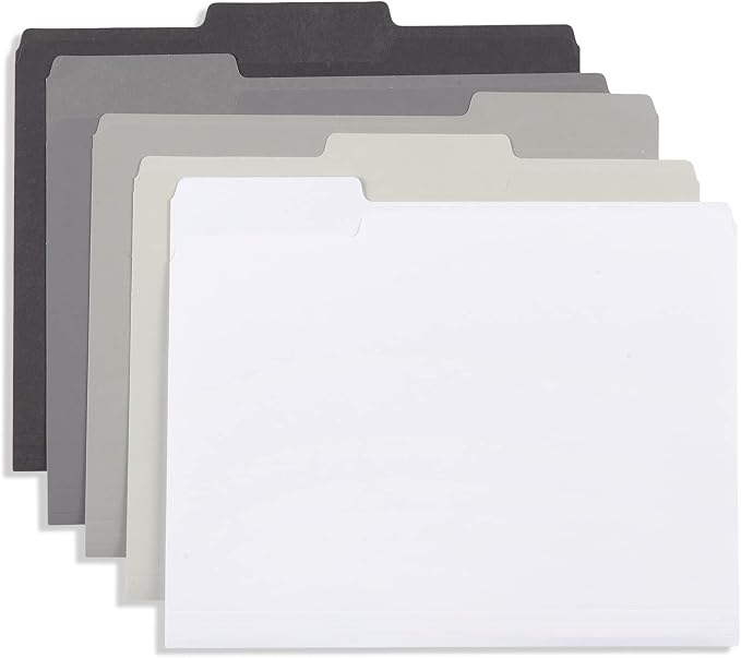 Blue Summit Supplies 100 Grayscale File Folders, Letter Size, 1/3 Cut Tab - Image 2