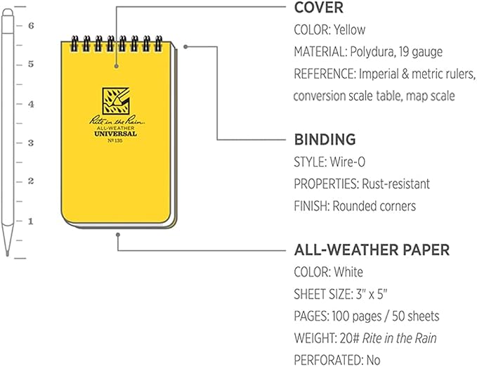 Rite in the Rain Weatherproof Top Spiral Notebook, Universal Pattern, 3 Pack - Image 12