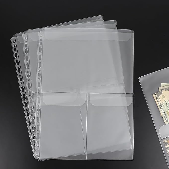 Mogoostry A4 Binder Pockets Zipperless Cash Envelopes 3 Pocket Binder Sleeves - Image 7
