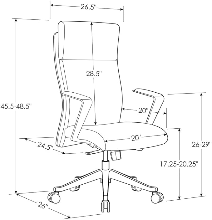 ZURI Draper Leather Executive Chair with Aluminum Frame- Dark Brown-DeskLoop Office