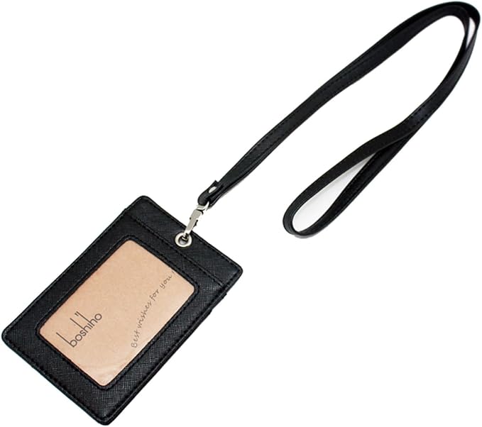 Boshiho Vertical Style Leather ID Card Badge Holder by boshiho