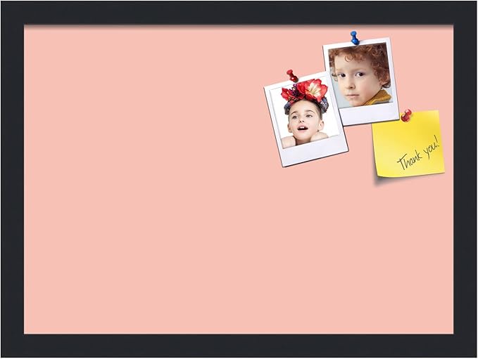 PinPix 18x13 Inch Cork Bulletin Board. This Decorative Framed Pin Board Comes with Pink Pastel Design and a Satin Black Frame. Ideal for Home Office Decor or Message Board (PinPix-1813)-DeskLoop Office