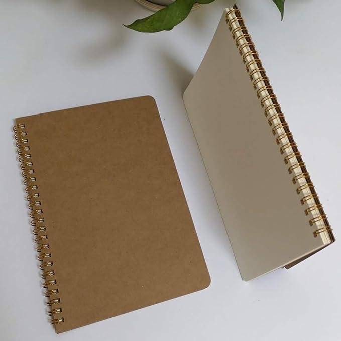 YUREE Spiral Notebook A5/Softcover Spiral Journal, Blank Pages, 50 Sheets (100 Pages), 8.45" x 5.8", Brown, 20 Pack-DeskLoop Office