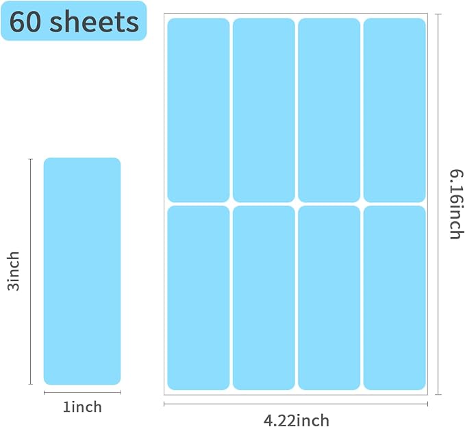 Ououstate 480 Pcs Removable Colored Label Sticker, 3 x 1 Inch Blank Rectangle - Image 2